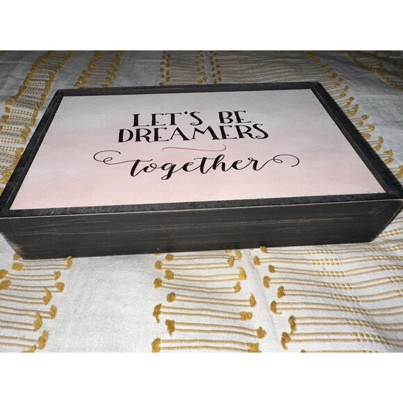 Let’s Be Dreamers Together Decorative Boho Rustic Wooden Frame Wall Art - Picture 2 of 4